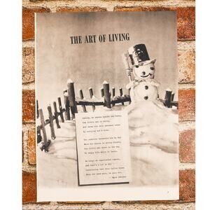 1941 "The Art of Living" Print Article - Snowman Winter Poem‎ by Myra Johnson